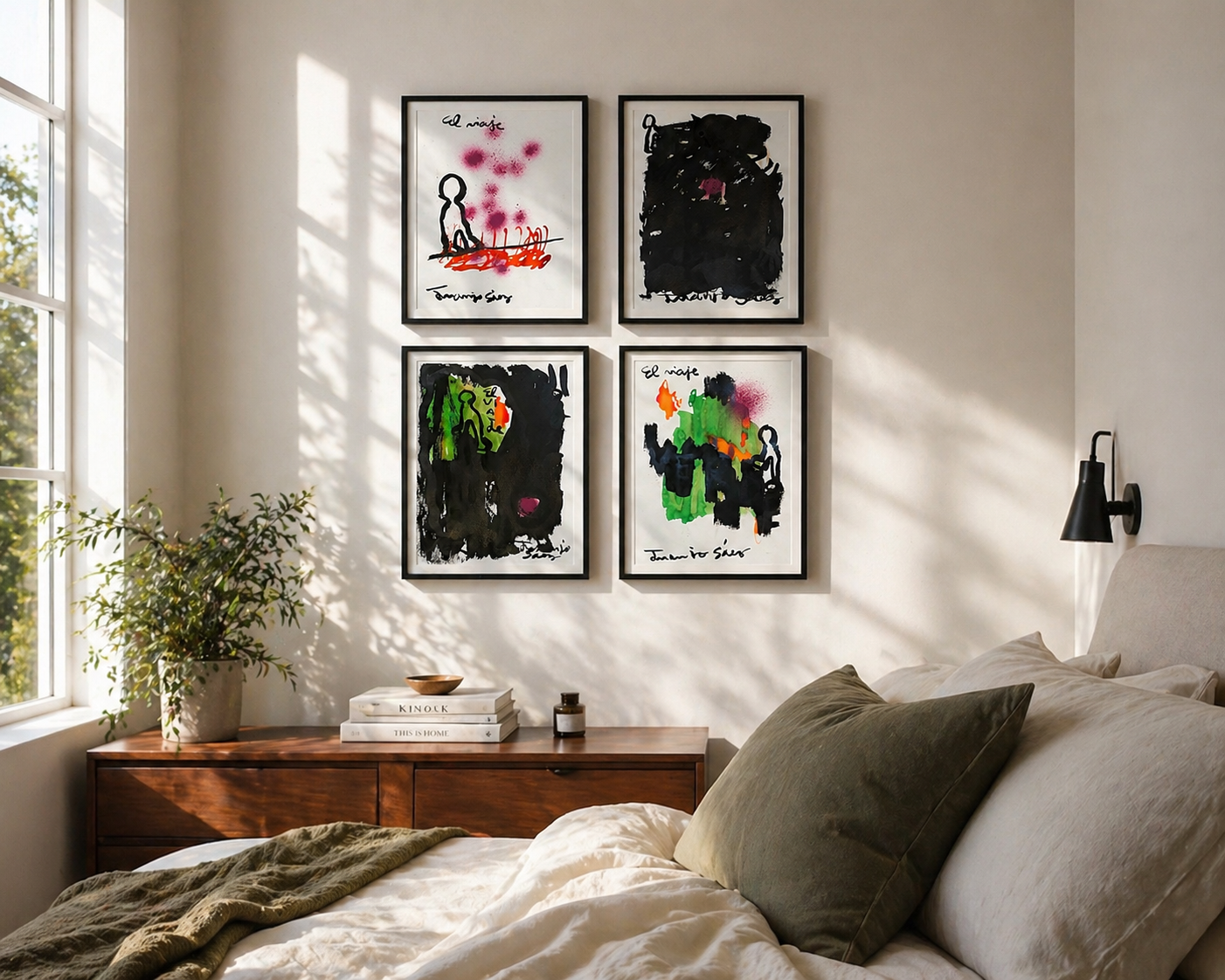 Viaje imaginario · Conjunto de 4 originales en tinta y anilinas · Juanjo Sáez