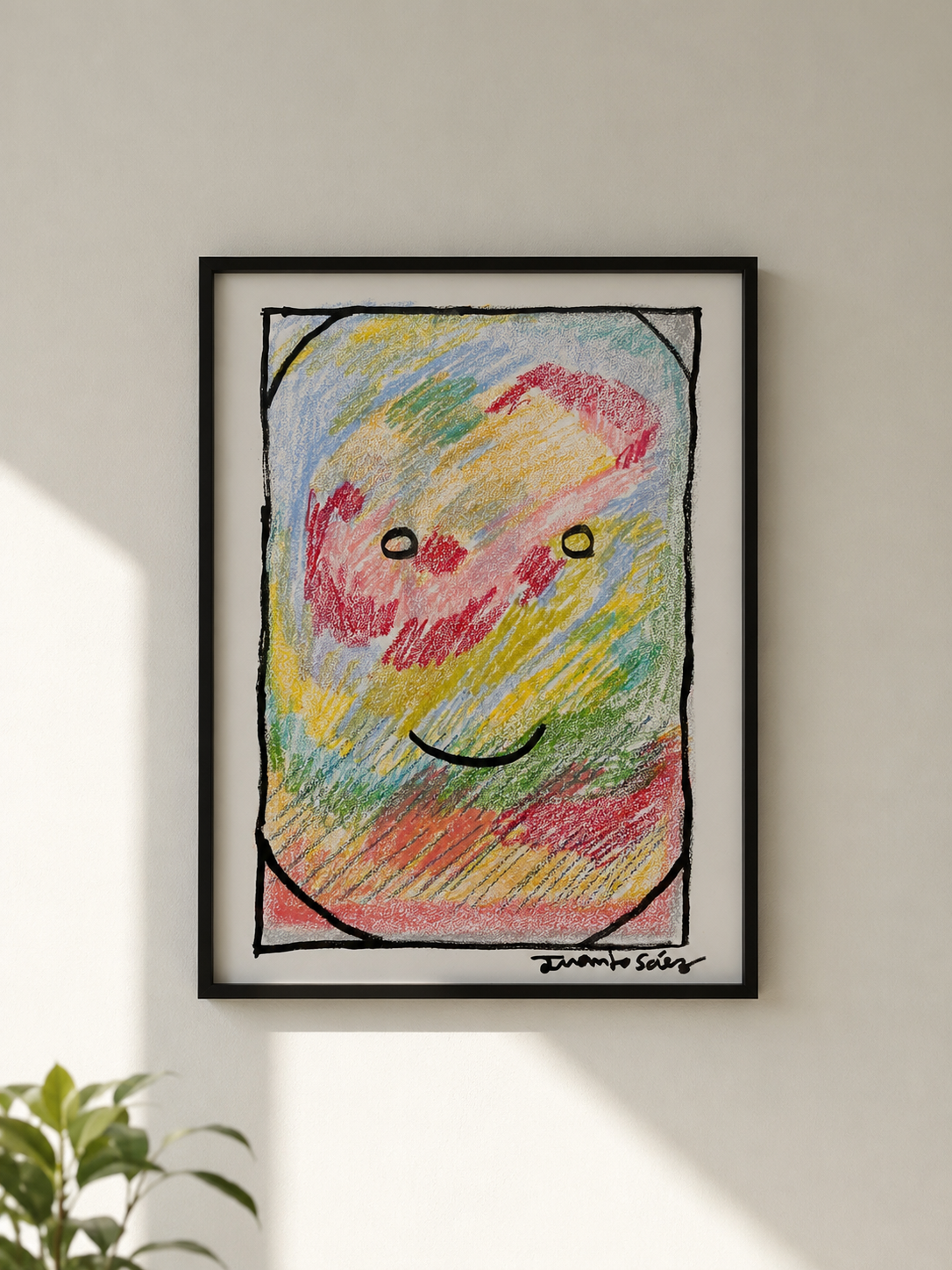 El bebé, ceras sobre papel, obra original de Juanjo Sáez – vista en contexto