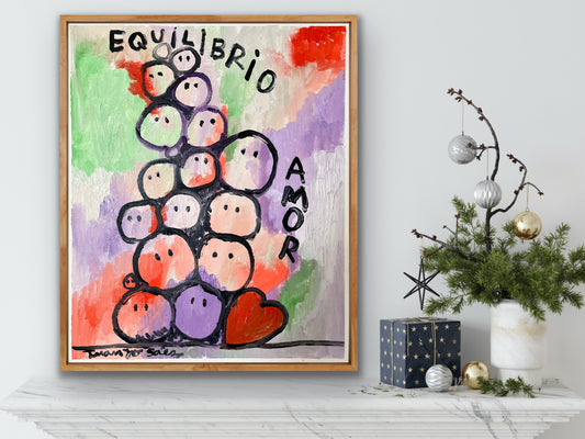 Equilibrio y amor · Óleo sobre papel de lienzo · Juanjo Sáez
