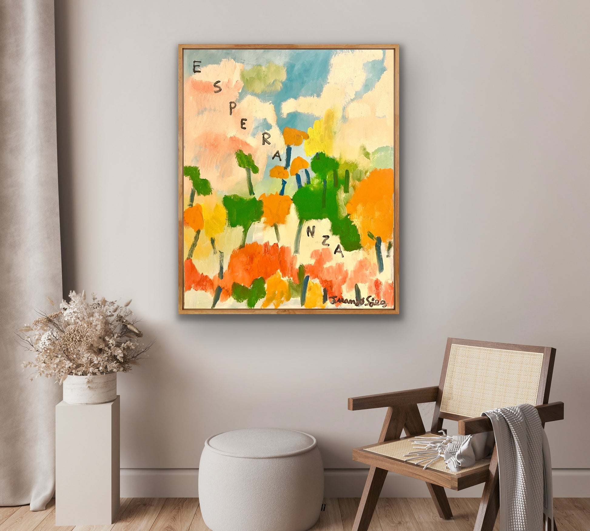 Esperanza – pintura original de Juanjo Sáez, detalle superior, obra única firmada