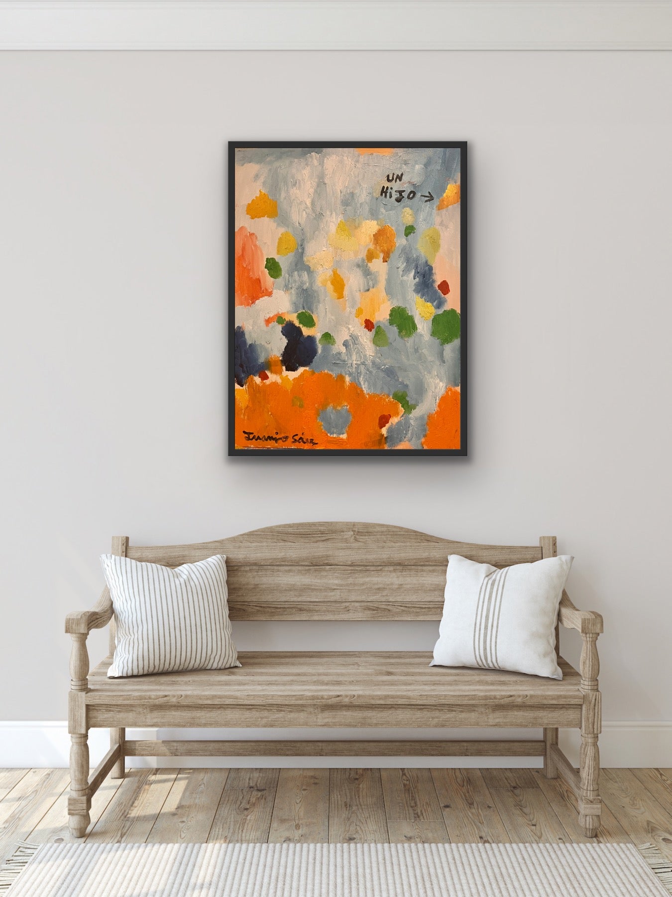 Un Hijo de Juanjo Sáez – pintura original enmarcada, vista de conjunto con certificado de autenticidad