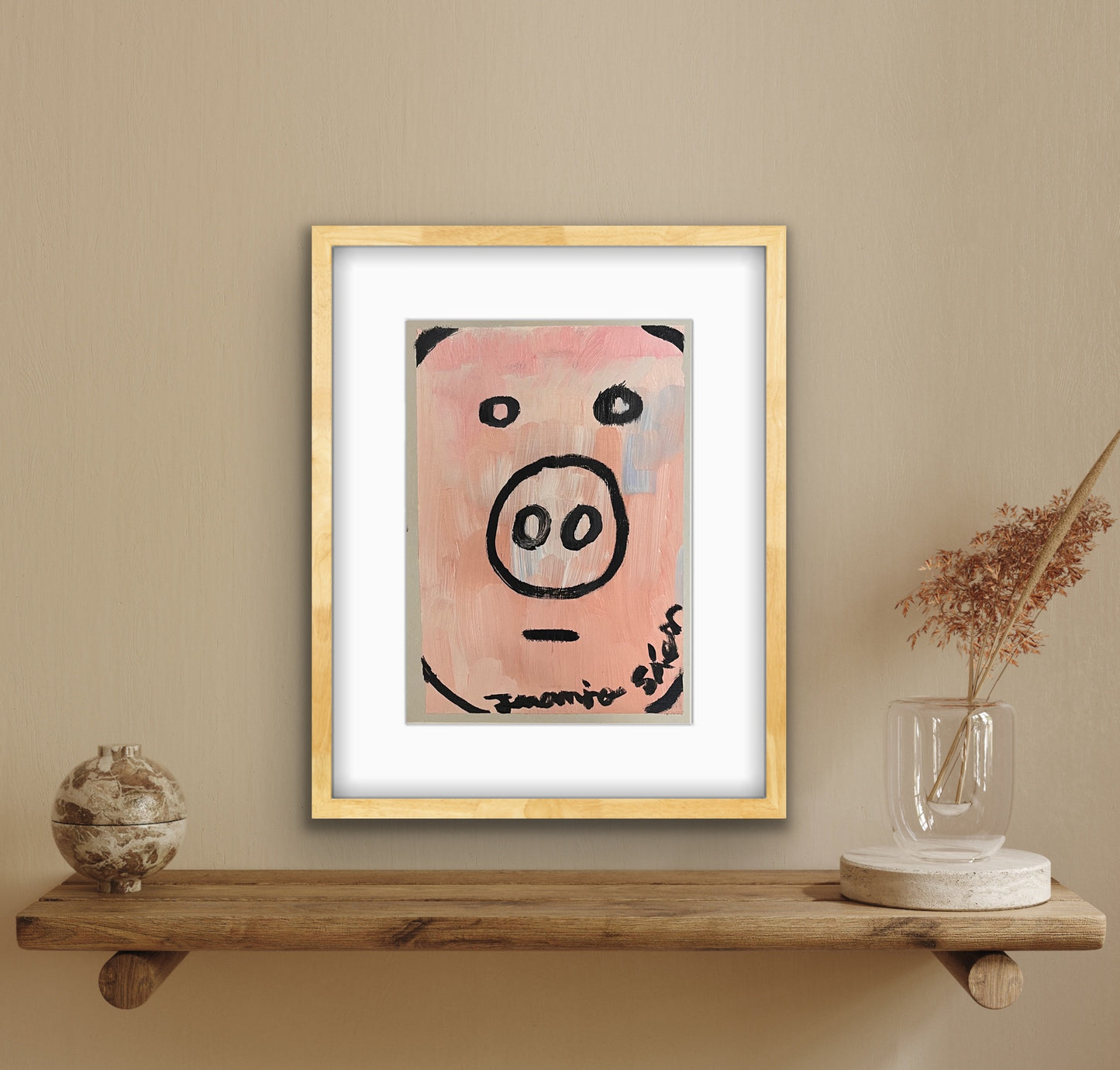 Cerdo · Mini óleo sobre papel de lienzo · Juanjo Sáez