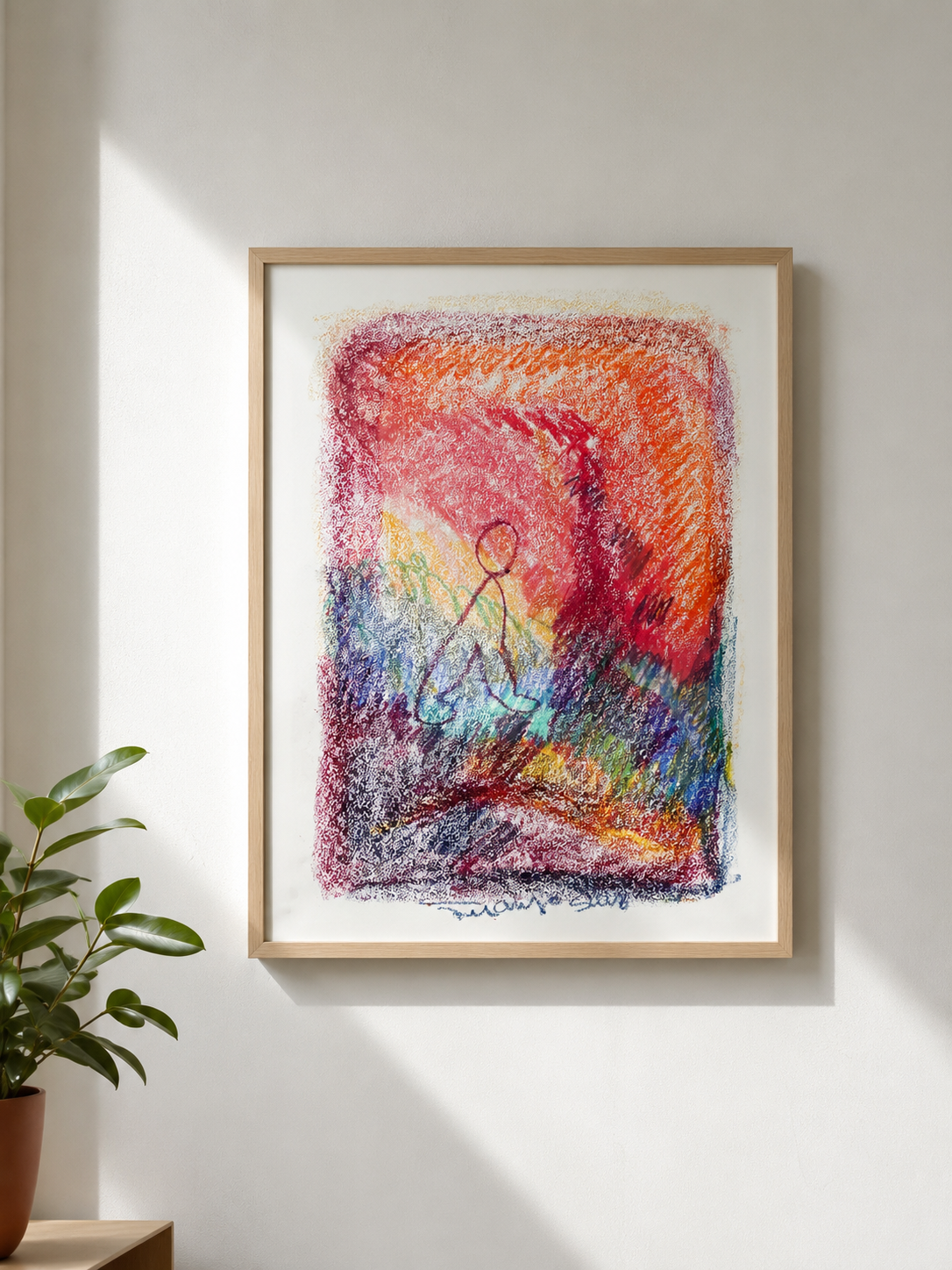 El padre, ceras sobre papel, obra original de Juanjo Sáez – vista completa de la obra