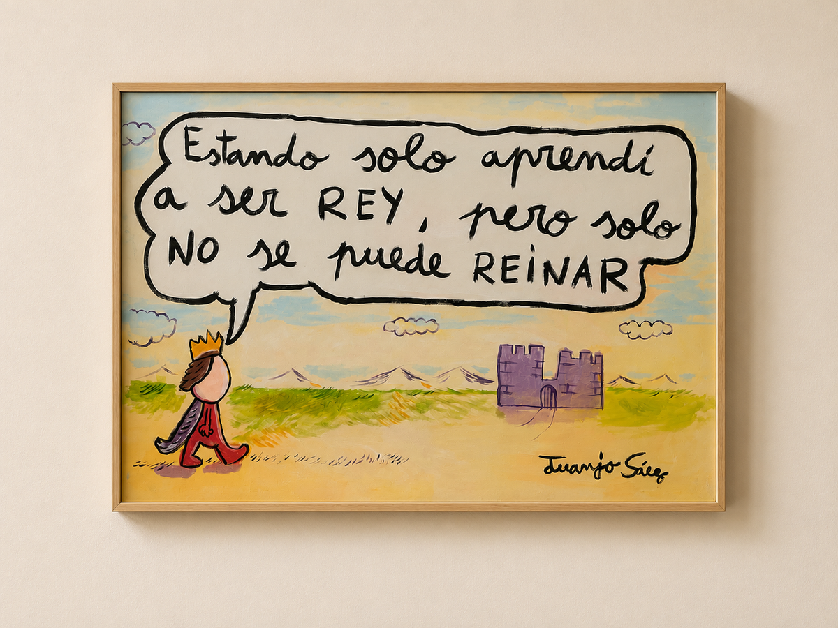 Solo no se puede reinar, óleo sobre tela, obra original de Juanjo Sáez – vista completa de la obra