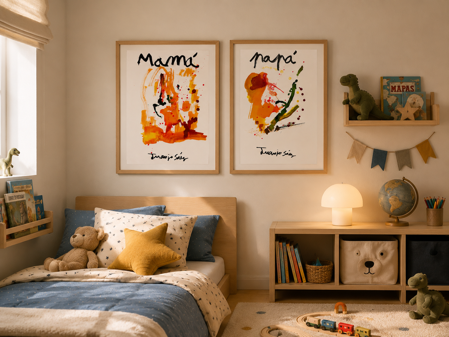 Mamá y papá · Díptico · Tinta china y anilinas · Juanjo Sáez