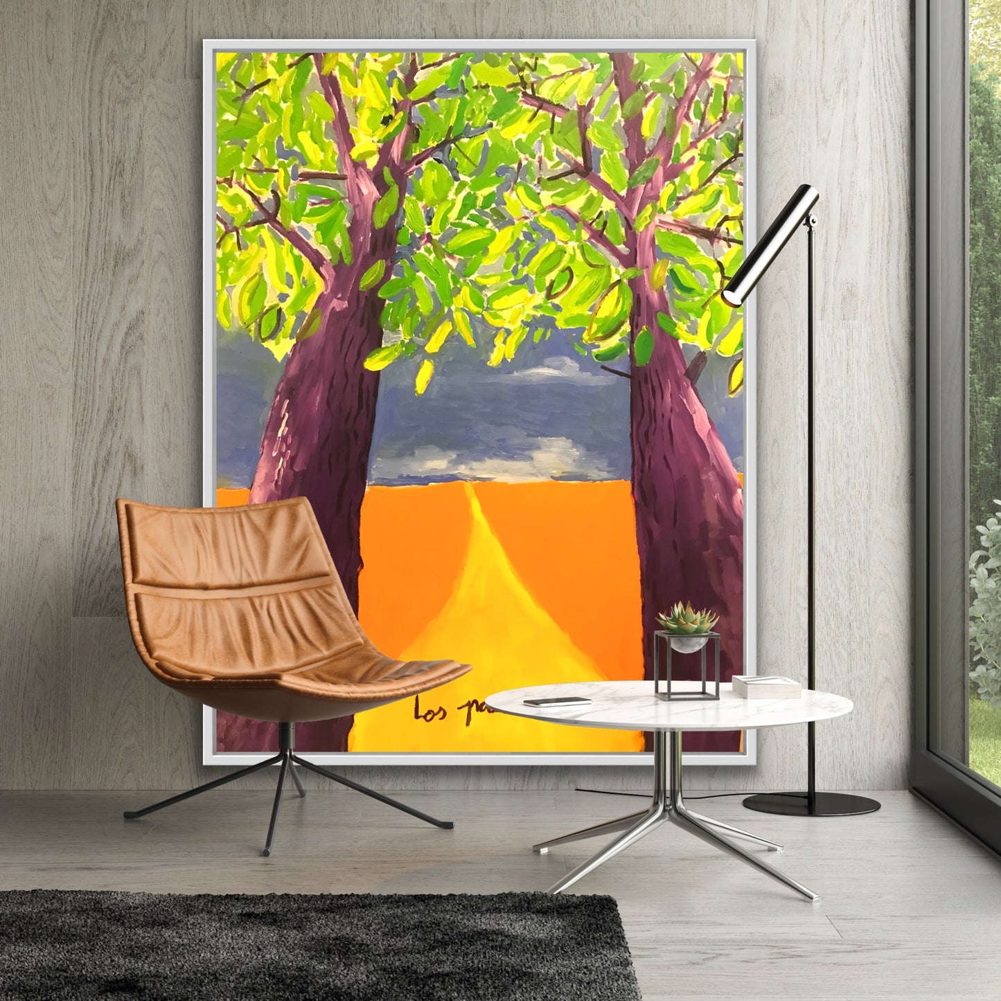 Los Padres – pintura original gran formato Juanjo Sáez, vista con perspectiva de escala