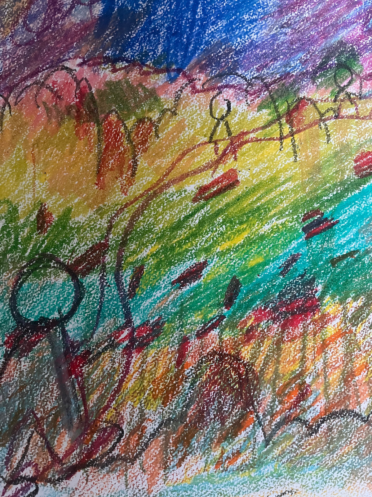 Un nuevo camino, ceras sobre papel, obra original de Juanjo Sáez – vista en contexto