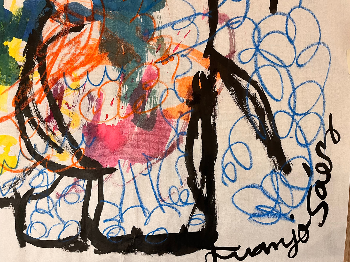 La familia · Ceras, anilinas y tinta china sobre papel Xuan · Juanjo Sáez