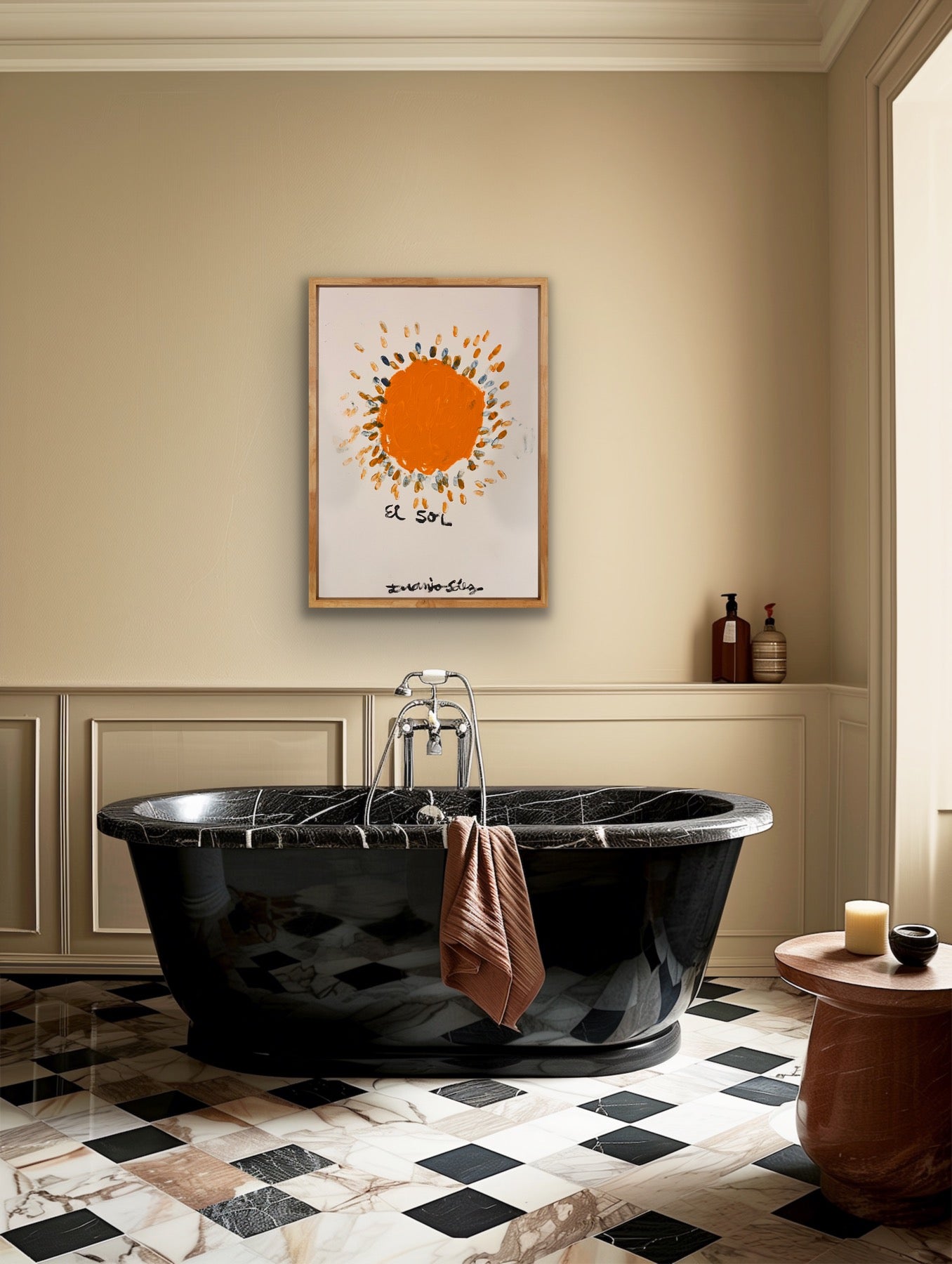El Sol · Óleo sobre papel Fabriano · Juanjo Sáez