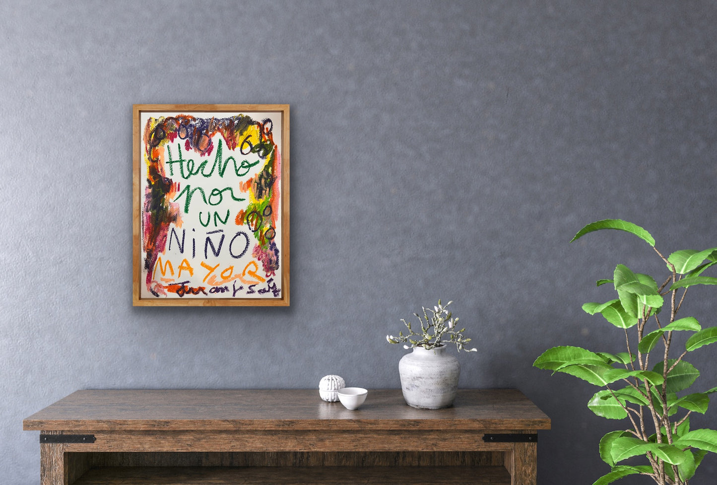 Hecho por un niño mayor · Ceras sobre papel de acuarela · Juanjo Sáez