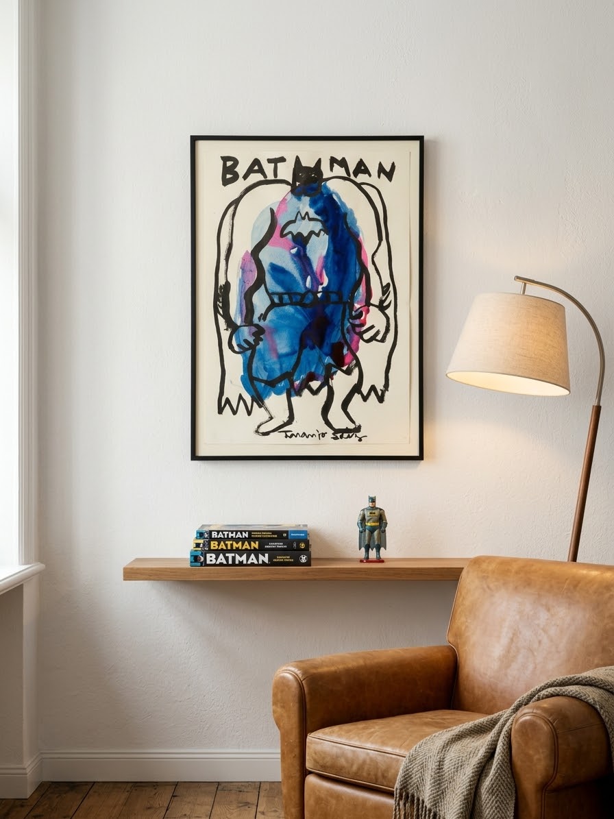 Batman expresionista · Anilinas y tinta sobre papel · Juanjo Sáez