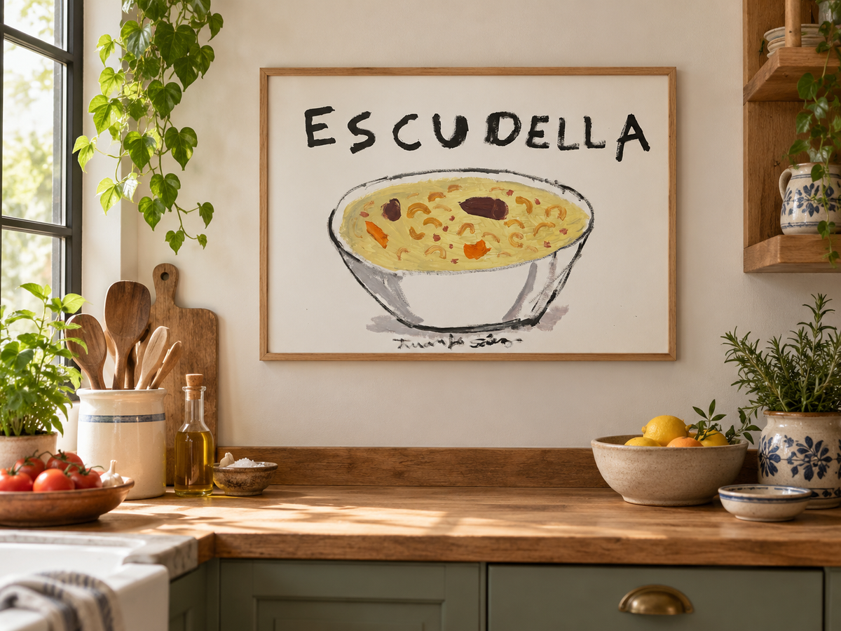 Escudella · Óleo sobre papel Fabriano · Juanjo Sáez