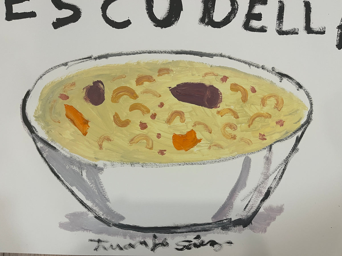 Escudella · Óleo sobre papel Fabriano · Juanjo Sáez
