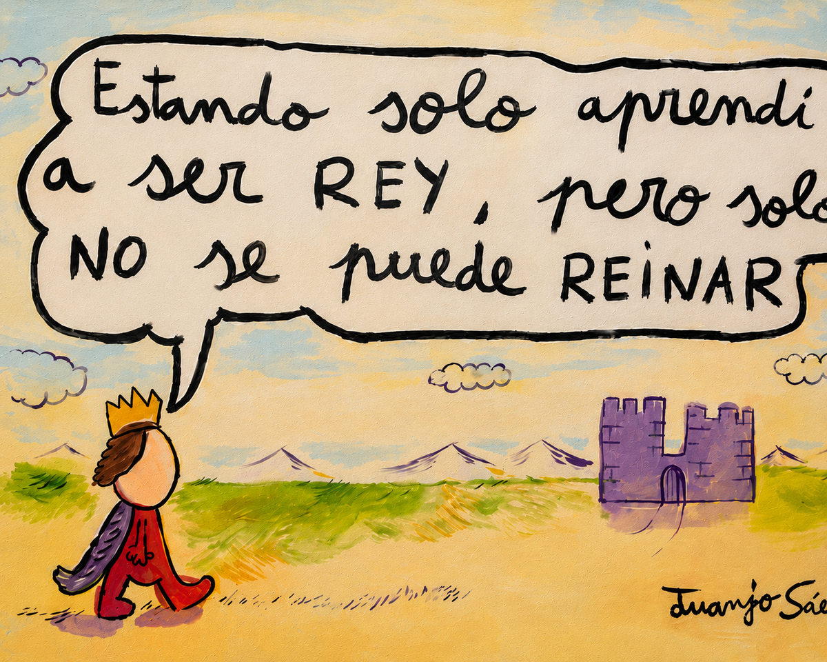 Solo no se puede reinar, óleo sobre tela, obra original de Juanjo Sáez – vista de conjunto