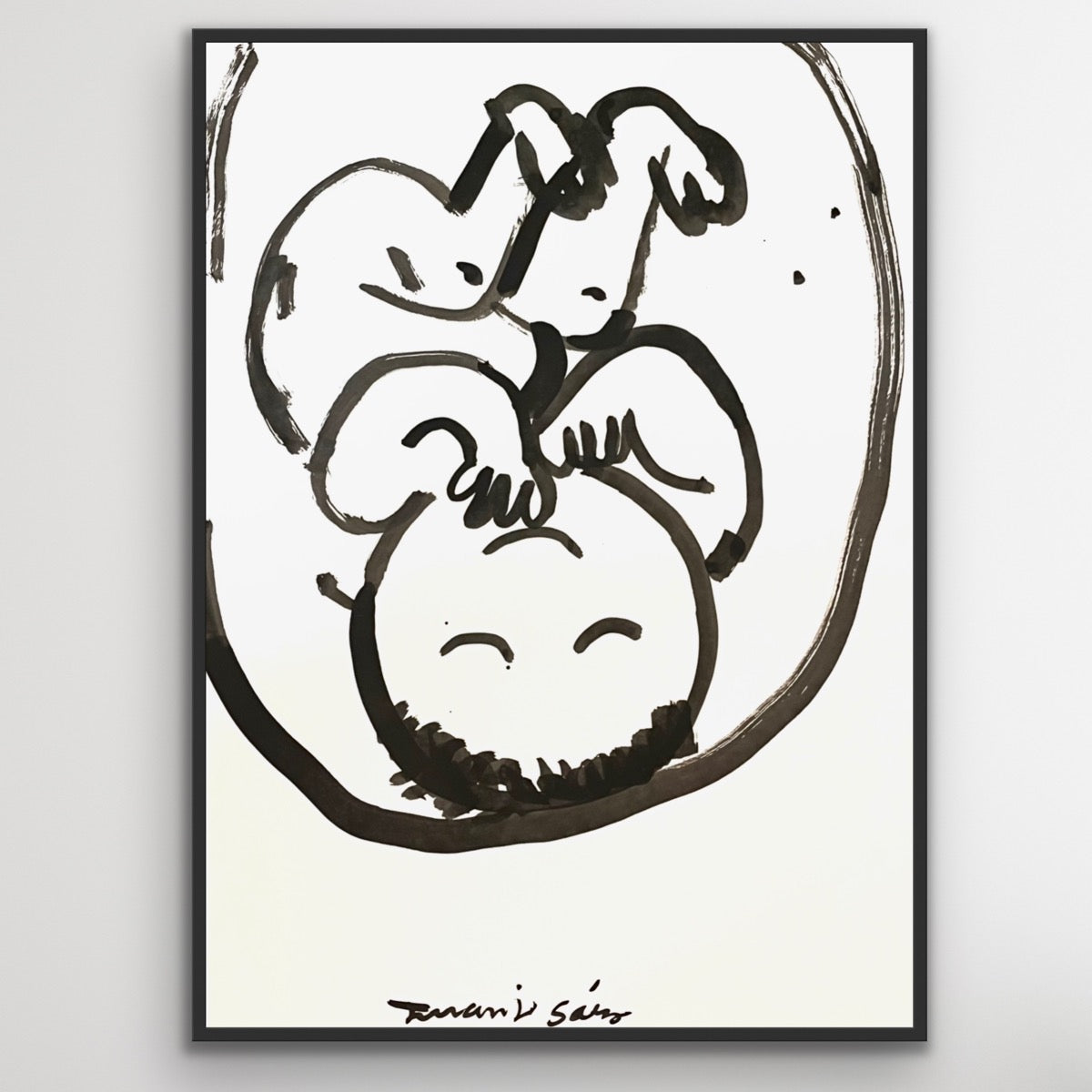 Pedrito en la barriguita de su mamá · Tinta china sobre papel · Juanjo Sáez
