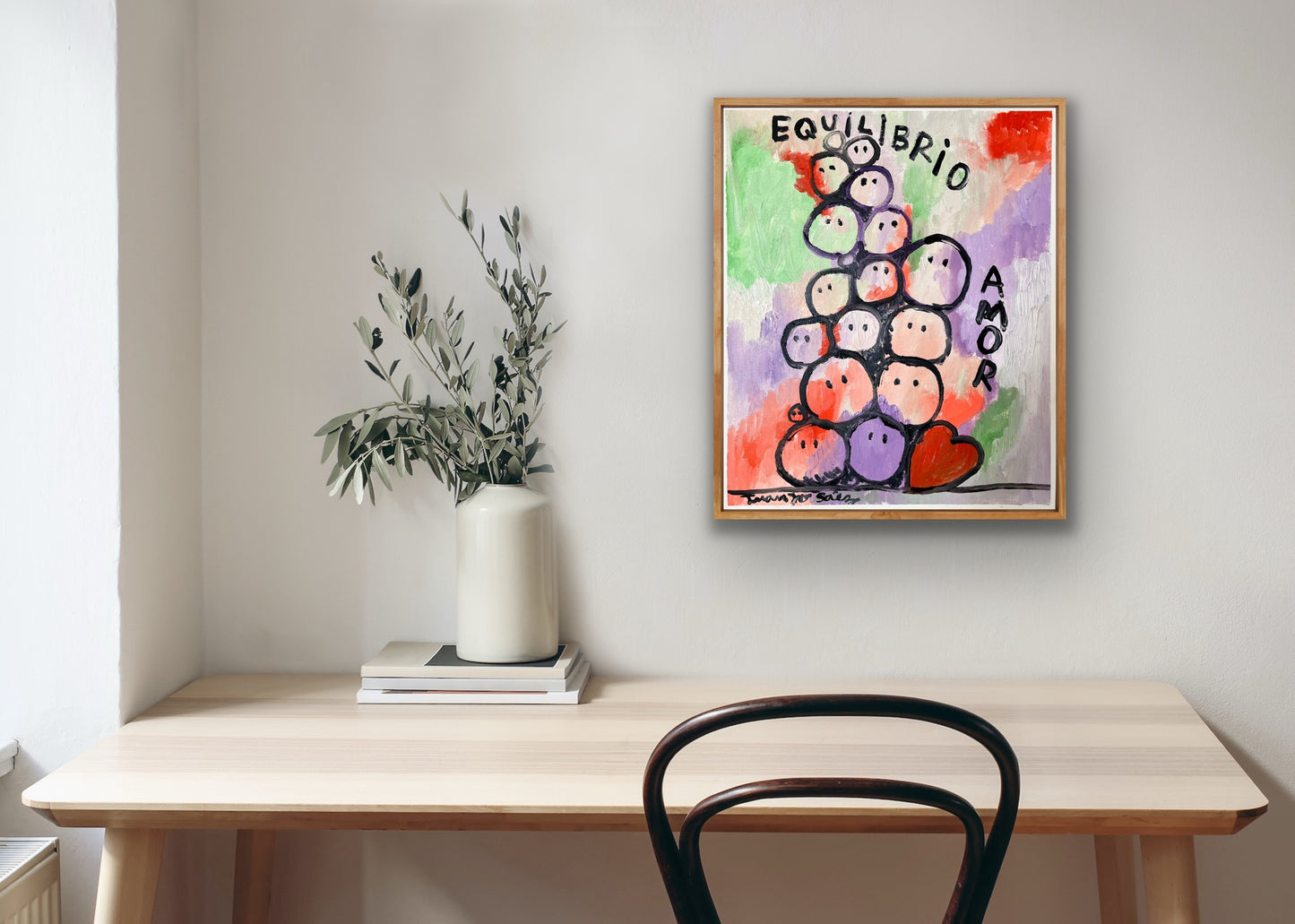 Equilibrio y amor · Óleo sobre papel de lienzo · Juanjo Sáez