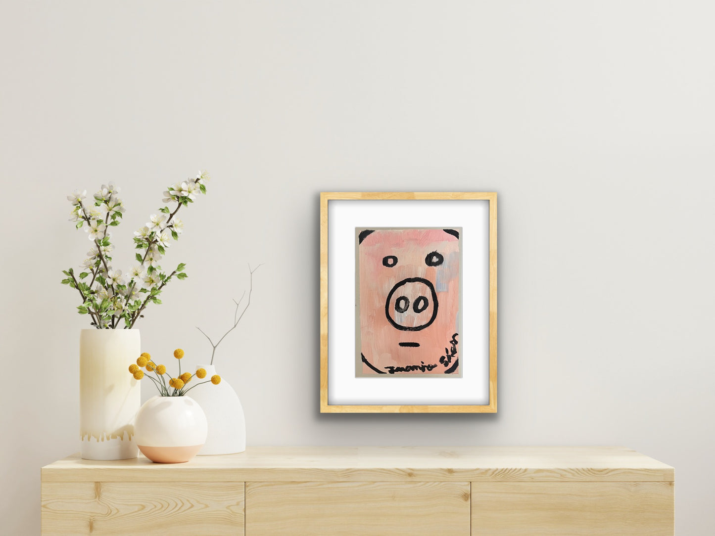 Cerdo · Mini óleo sobre papel de lienzo · Juanjo Sáez