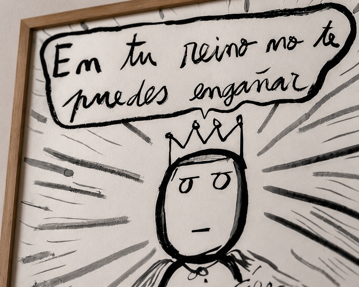 En tu reino no te puedes engañar, tinta china sobre papel Fabriano, obra original de Juanjo Sáez – vista de conjunto