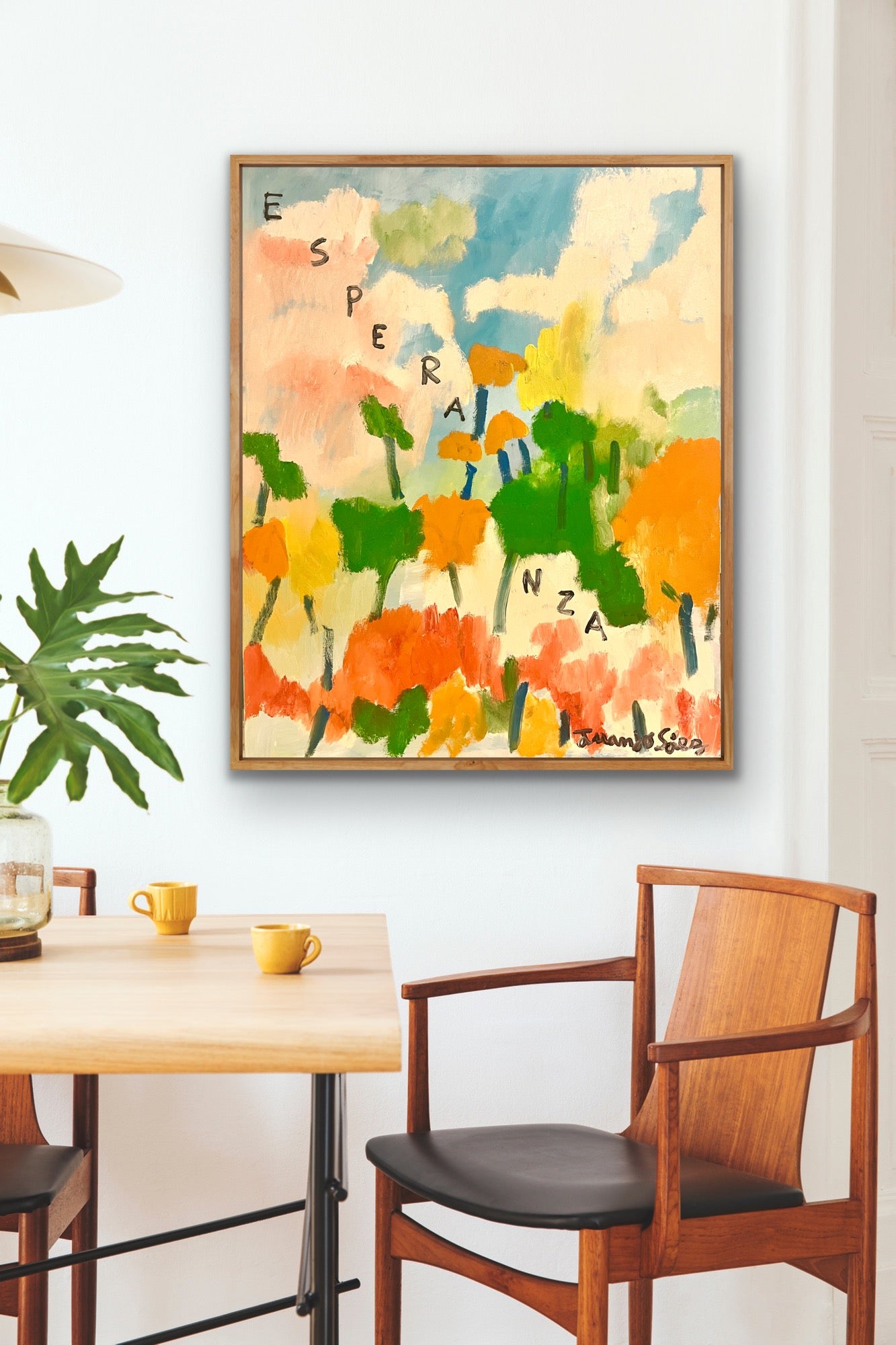 Esperanza – detalle de la firma del artista Juanjo Sáez, pintura original al óleo