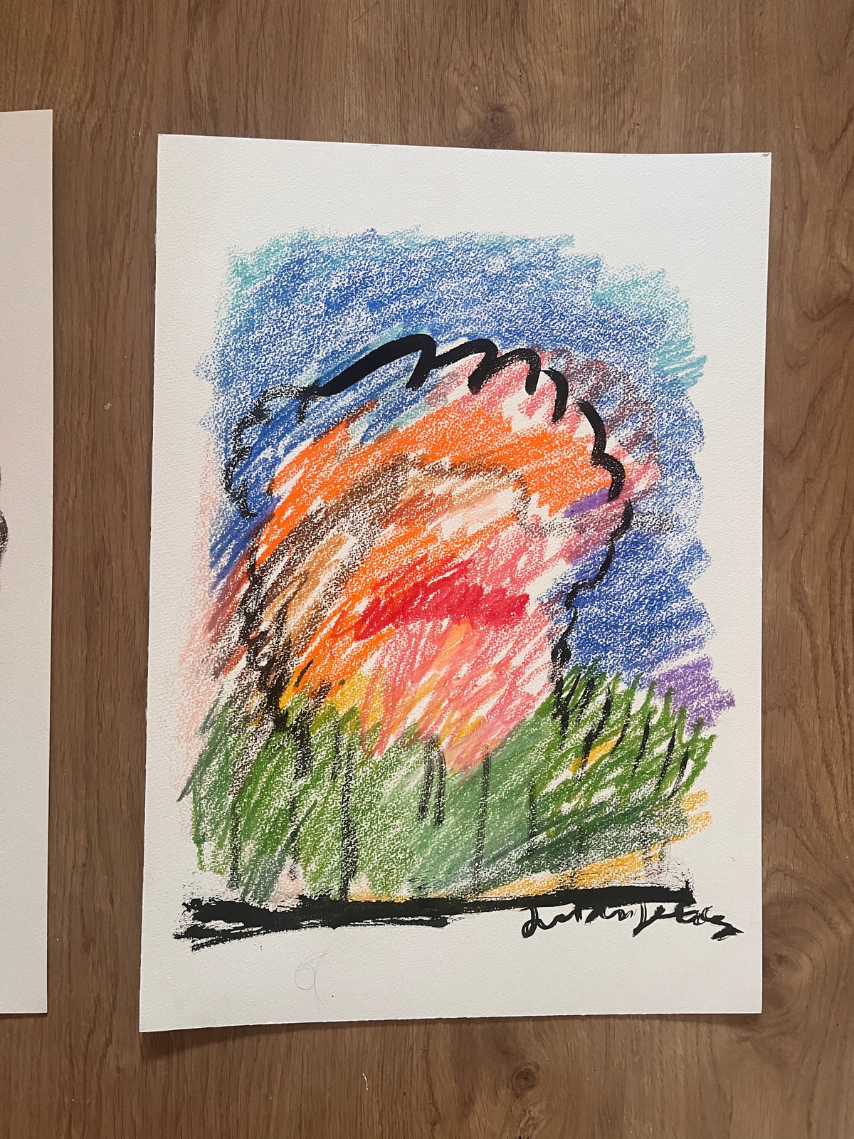 El bosque 1, ceras y tinta china sobre papel, obra original de Juanjo Sáez – vista de conjunto