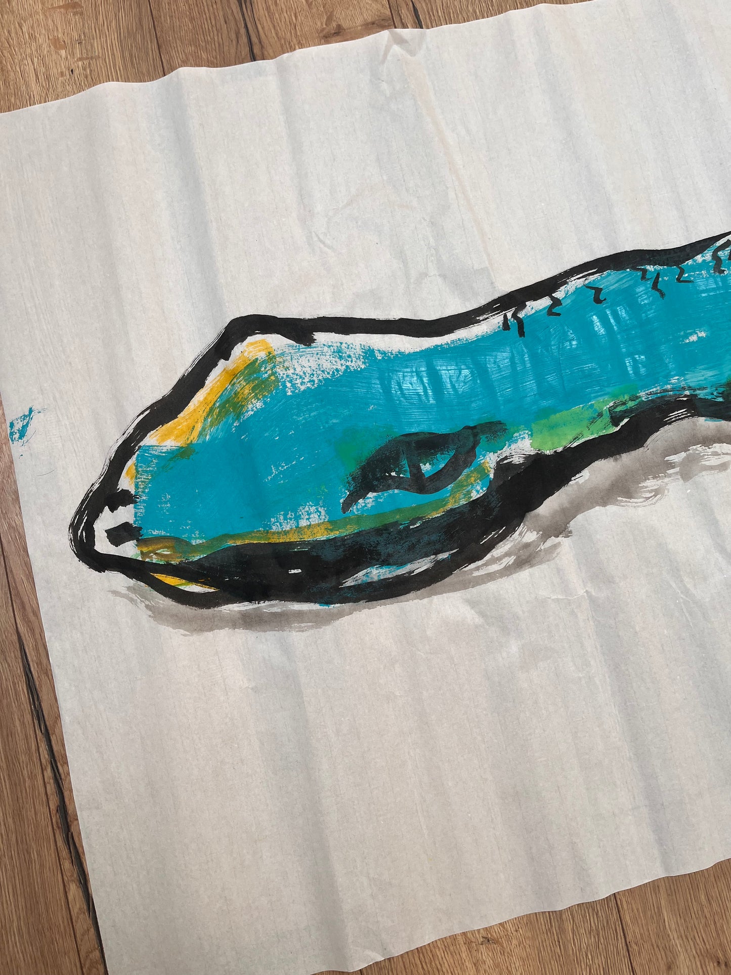 Serpiente río · Díptico · Tinta china y acrílico sobre papel Xuan · Juanjo Sáez