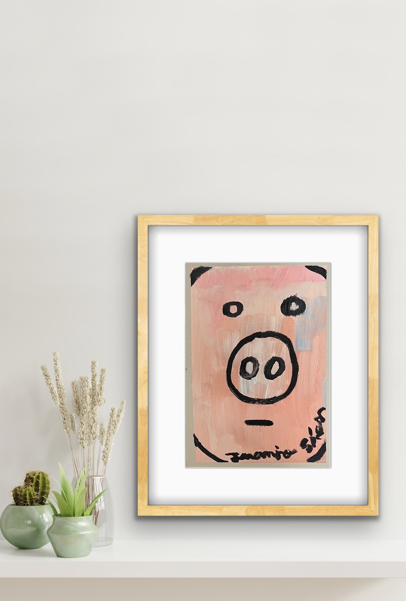 Cerdo · Mini óleo sobre papel de lienzo · Juanjo Sáez