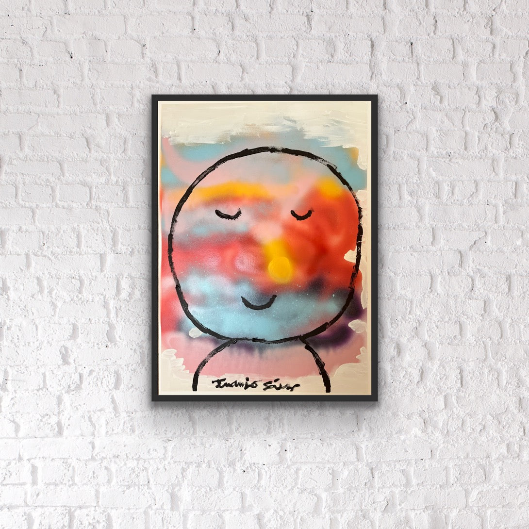Planeta Feliz · Acrílico y aerosol sobre papel · Juanjo Sáez
