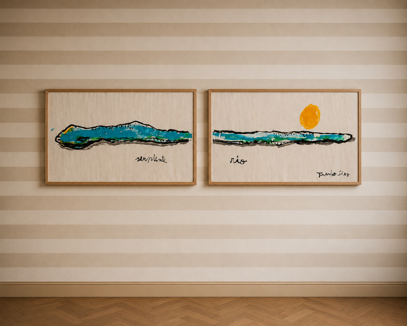 Serpiente río · Díptico · Tinta china y acrílico sobre papel Xuan · Juanjo Sáez