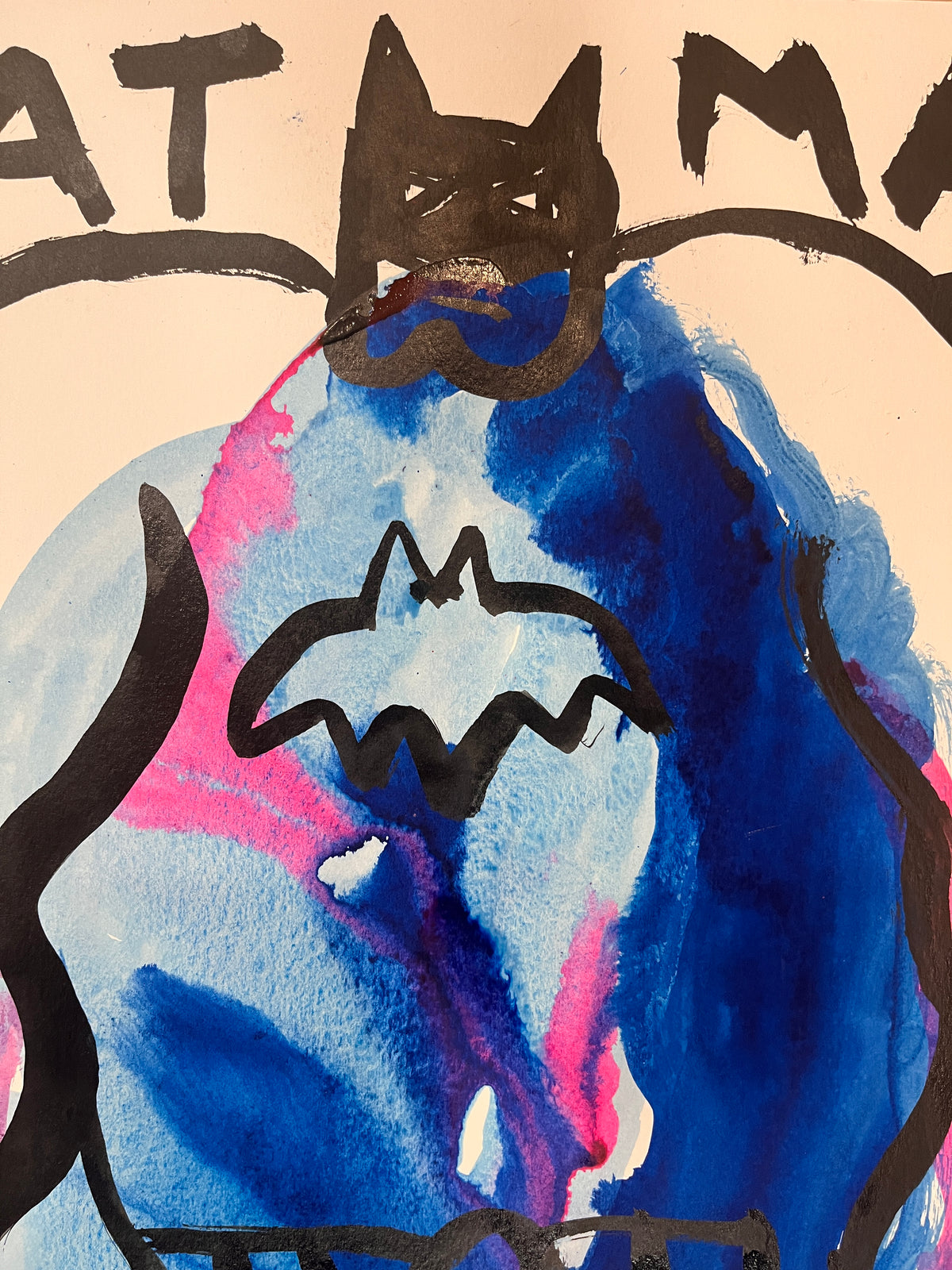 Batman expresionista · Anilinas y tinta sobre papel · Juanjo Sáez