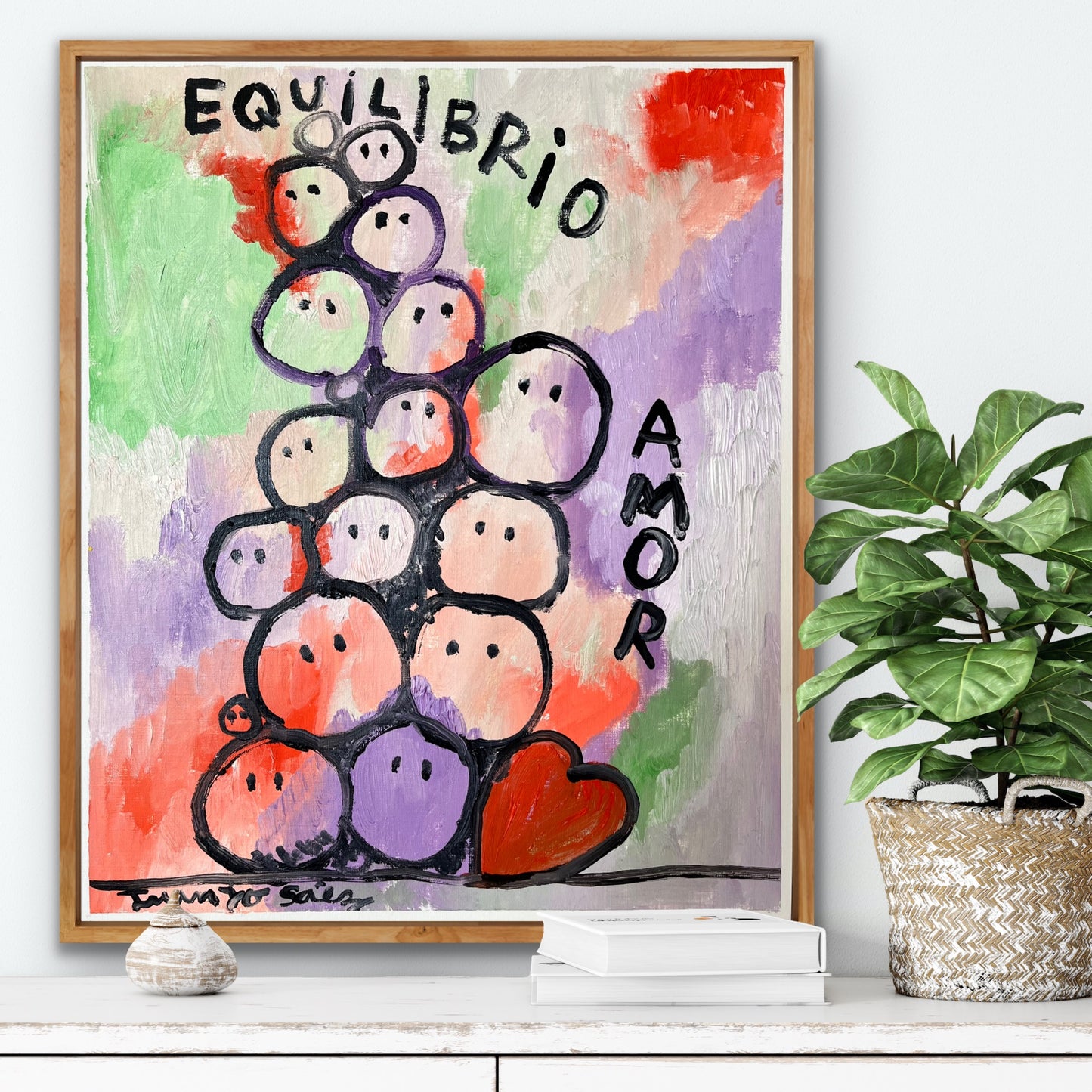 Equilibrio y amor · Óleo sobre papel de lienzo · Juanjo Sáez