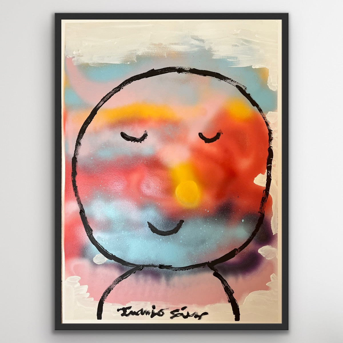 Planeta Feliz · Acrílico y aerosol sobre papel · Juanjo Sáez