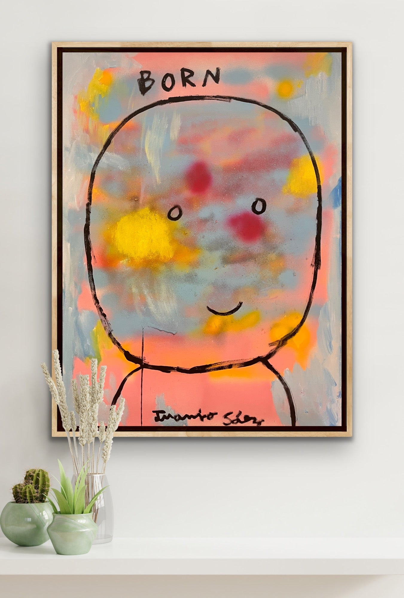 Born · Óleo y aerosol sobre bastidor · Juanjo Sáez