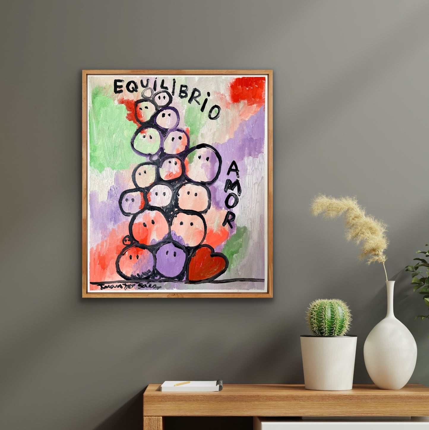 Equilibrio y amor · Óleo sobre papel de lienzo · Juanjo Sáez