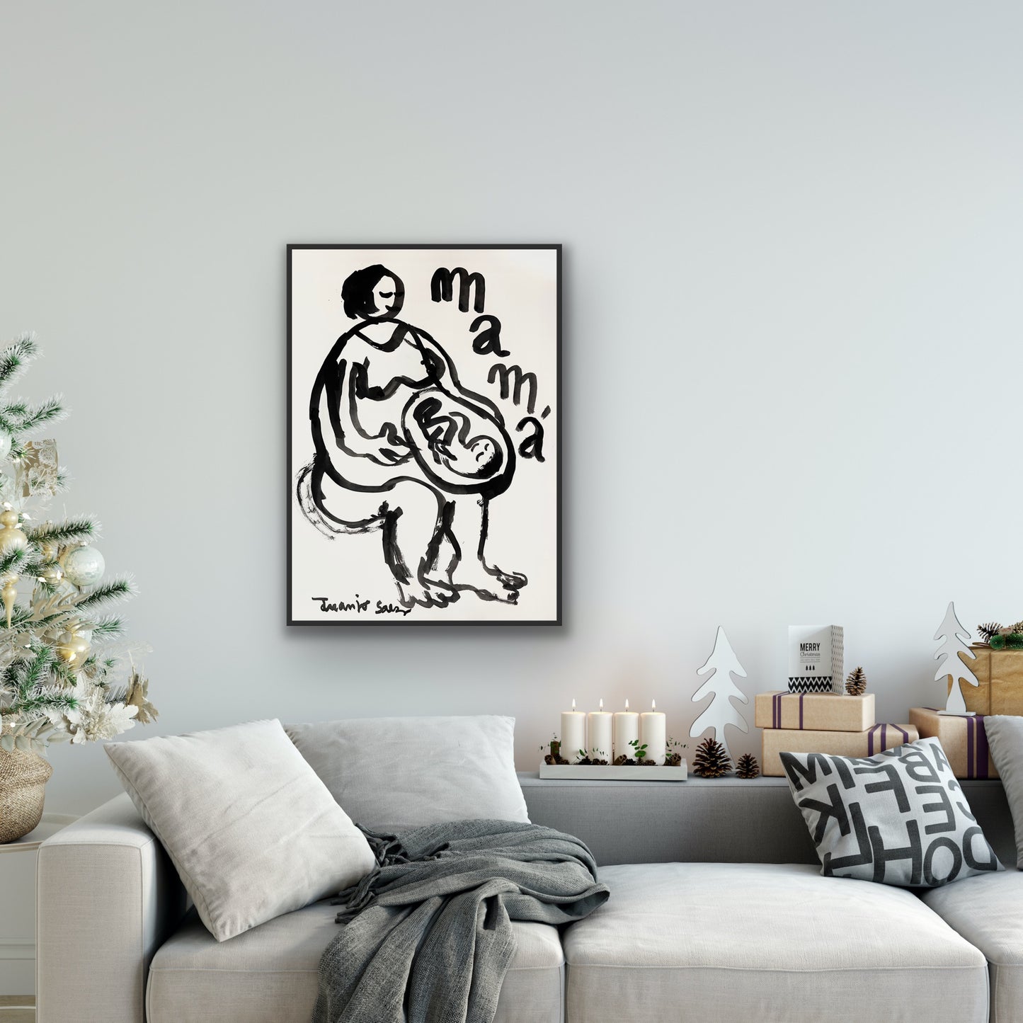 La Mamá · Tinta china y pincel sobre papel · Juanjo Sáez