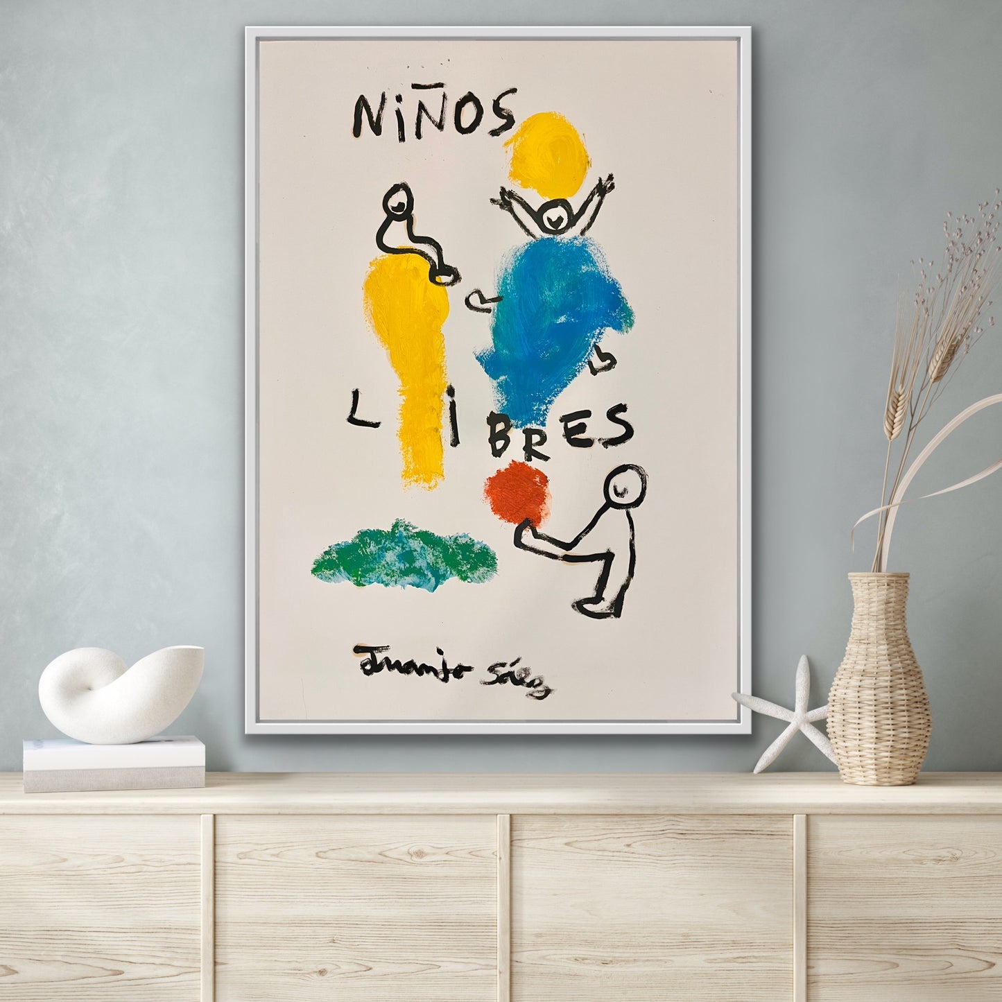 Niños libres · Óleo sobre papel · Juanjo Sáez