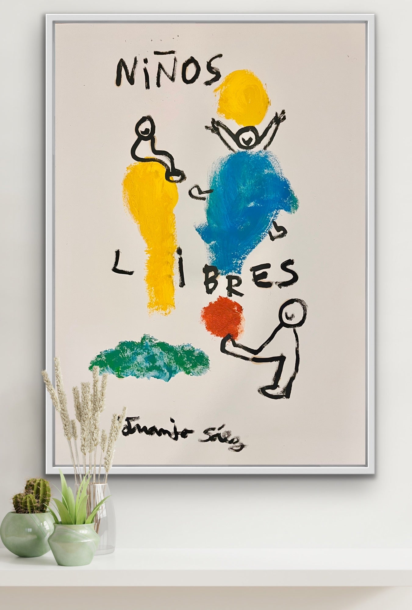 Niños libres · Óleo sobre papel · Juanjo Sáez
